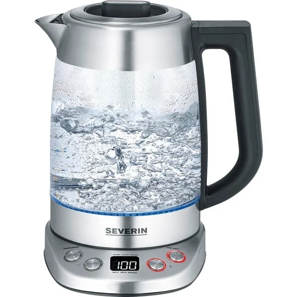 Severin Glas Tee-/Wasserkocher Deluxe WK 3480 (edelstahl/transparent, 1,7 Liter)