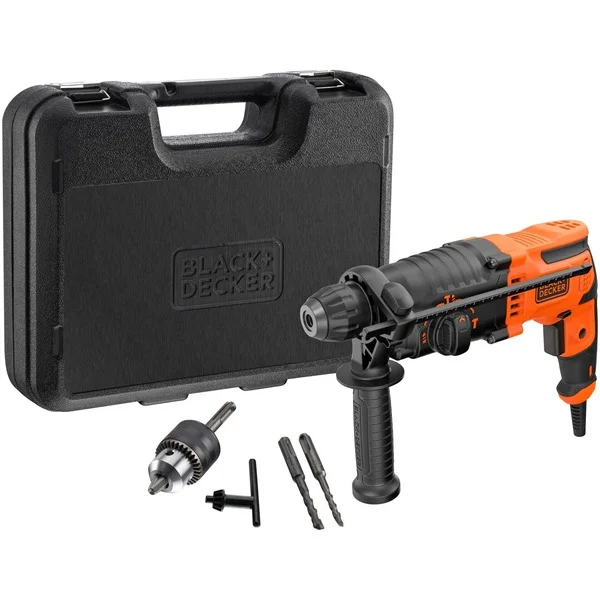 BLACK+DECKER Bohrhammer BEHS01K-QS (schwarz/orange, 650 Watt, Koffer)
