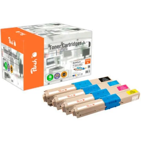 Peach Toner Spar Pack PT1049 (kompatibel zu Oki 46508712, 46508711, 46508710, 46508709)