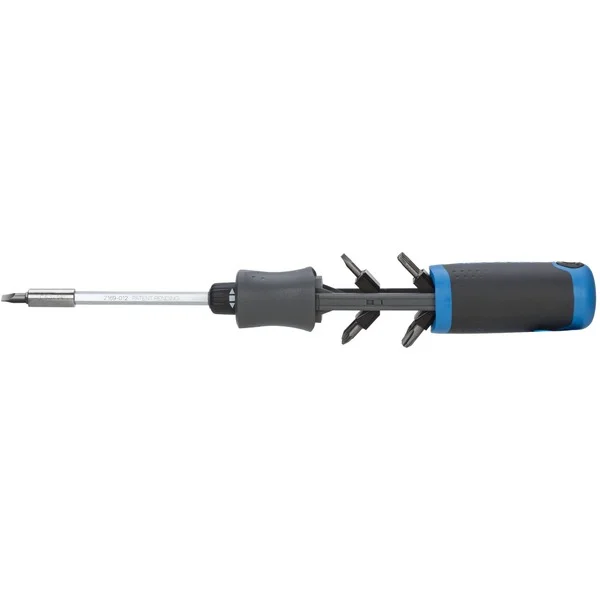 GEDORE Magazin-Schraubendreher mit Knarrenfunktion SilentGEAR 1/4" (schwarz/blau, mit 12 Bits)
