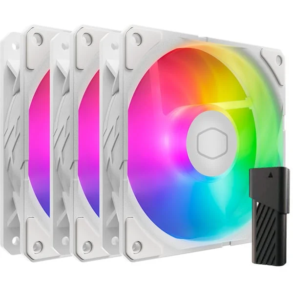 Cooler Master SickleFlow Edge 120 ARGB White Edition Fan Kit, Gehäuselüfter (weiß, 3er-Pack, mit A1 Mini LED Controller, 120 mm)