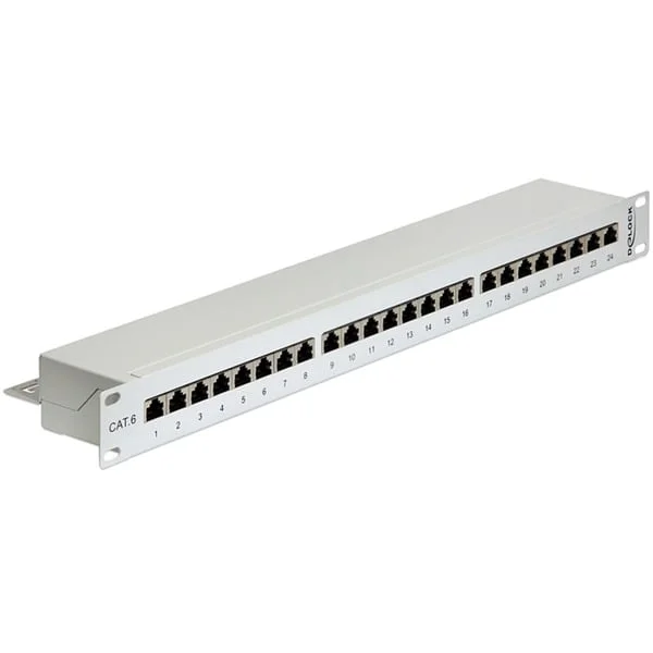 DeLOCK 19" Patchpanel 24 Port Cat.6 (grau, 1 HE)
