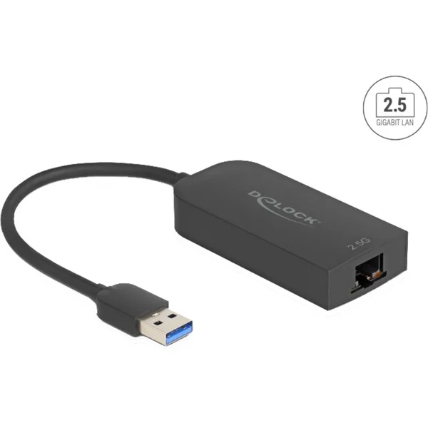 DeLOCK USB Typ-A Adapter zu 2,5 Gigabit, LAN-Adapter (schwarz)