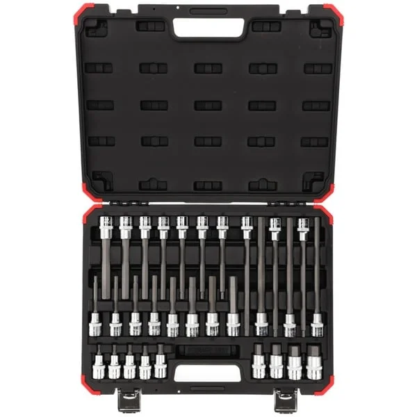 GEDORE Red Schraubendreher-Steckschlüssel-Einsatz-Satz, 1/2" (schwarz/rot, 30-teilig, Innen-Sechskant, im Koffer)