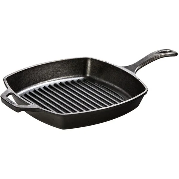 Lodge Grillpfanne L8SGP3 eckig, mit Stiel und Griff (schwarz, 26,5cm)