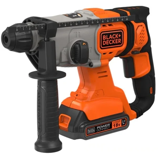 BLACK+DECKER Akku-Kombihammer BCD900E2K, 18Volt, Bohrhammer (orange/schwarz, 2x 2,5Ah Li-Ionen-Akku)