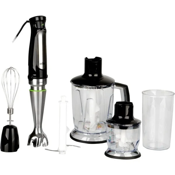 Braun MultiQuick 7 Stabmixer MQ 7045X (schwarz/edelstahl, 1.000 Watt, mit Eis-Crusher, Zerkleinerer, Schneebesen)