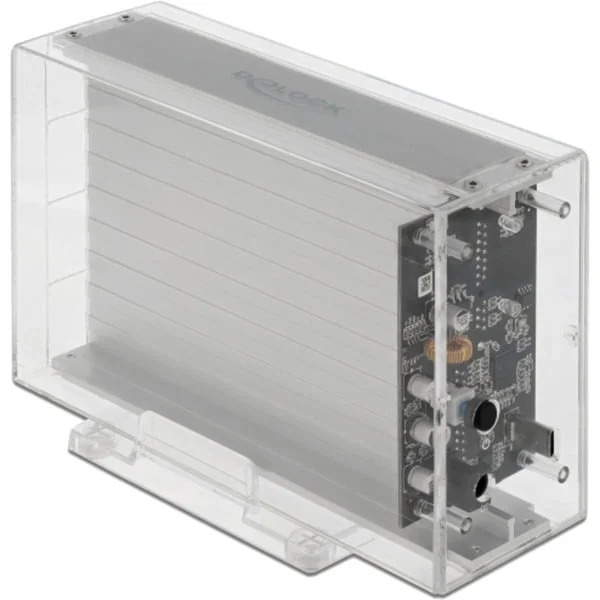 DeLOCK Externes Dual Gehäuse für 2 x 3.5" SATA HDD mit USB Type-C Buchse, Laufwerksgehäuse (transparent)