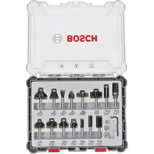 Bosch Professional Fräser-Set, 15-teilig (6mm-Schaft)