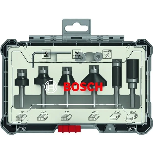 Bosch Professional Rand- und Kantenfräser-Set, 6-teilig (1/4"-Schaft)