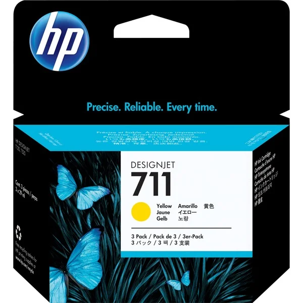 HP Tinte gelb Nr. 711 (CZ136A) (Dreierpack)