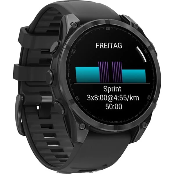 Garmin fēnix 8 - 47 mm, AMOLED, Smartwatch (Schwarz/Schiefergrau, Silikon-Armband, Edelstahl)