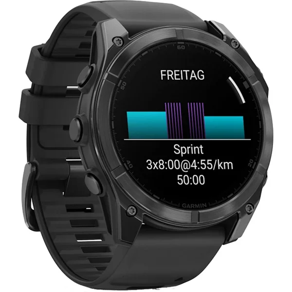Garmin fēnix 8 - 51 mm, AMOLED, Smartwatch (Schwarz/Schiefergrau, Silikon-Armband, Edelstahl)