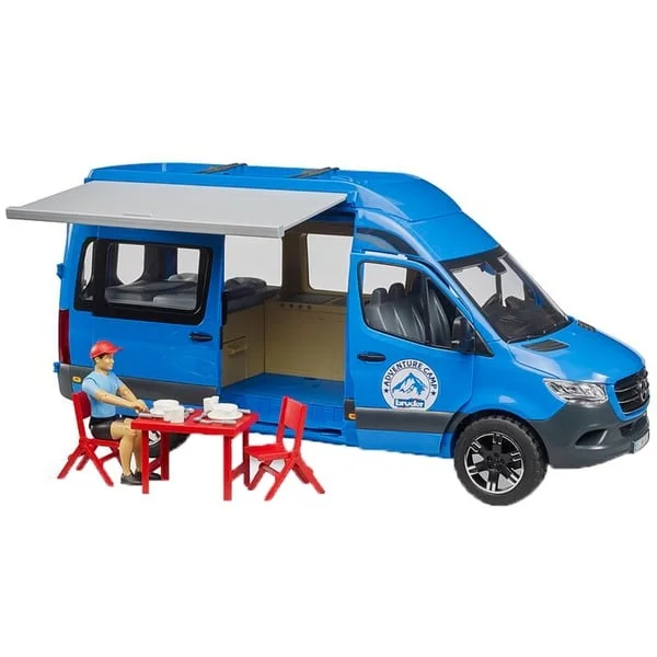 bruder 02684 MB Sprinter Camper mit Fahrer, Modellfahrzeug (blau)