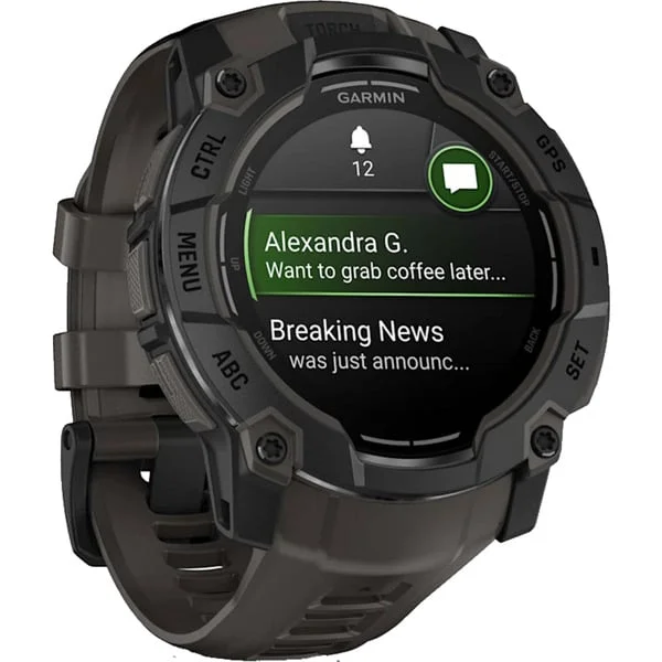 Garmin Instinct 3 - 50 mm, AMOLED, Smartwatch (Black, Silikon-Armband)