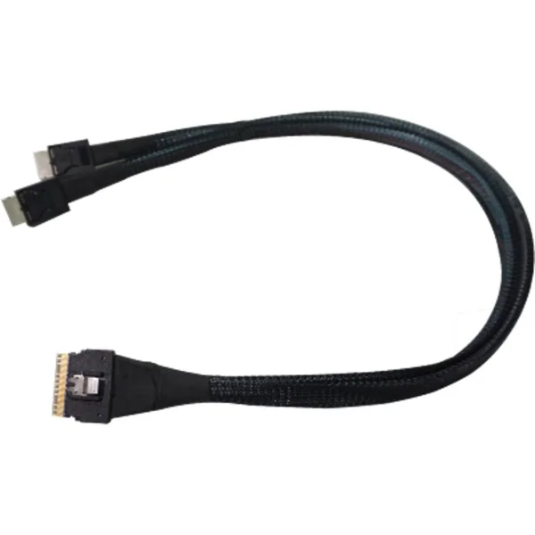 HighPoint SFF-8654 > 2x SFF-8611 NVMe-Kabel 8654-8611-205 (schwarz, 50cm)