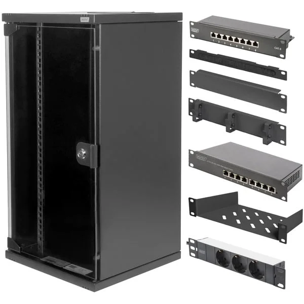 Digitus 25,4 cm (10") Set 3 B 12HE, IT-Schrank (schwarz, 12 Höheneinheiten)