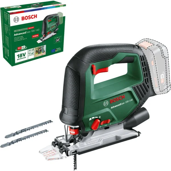 Bosch Heimwerken & Garten Akku-Stichsäge AdvancedSaw 18V-140 (grün, ohne Akku und Ladegerät, POWER FOR ALL ALLIANCE)