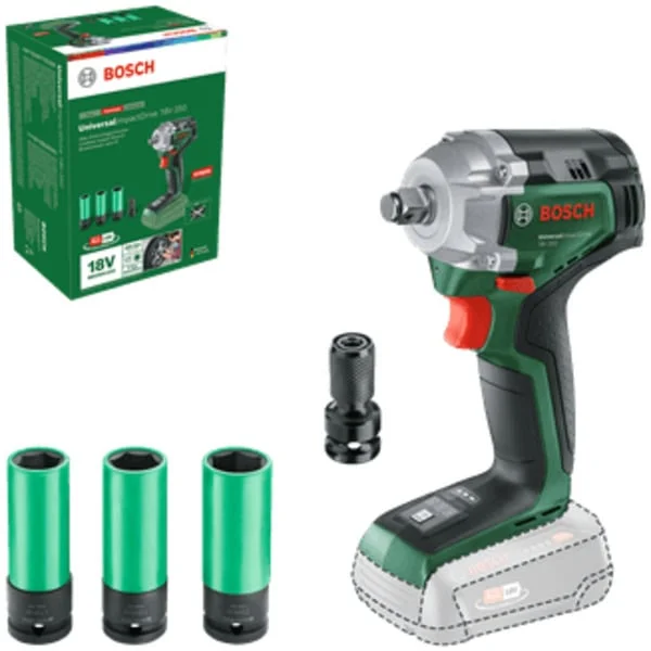 Bosch Heimwerken & Garten Akku-Schlagschrauber UniversalImpactDrive 18V-350 solo (grün, ohne Akku und Ladegerät, inkl. 3 Steckschlüsseleinsätze, POWER FOR ALL ALLIANCE)