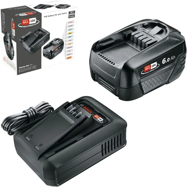 Bosch Heimwerken & Garten Akku Starter-Set 18V 1x 6,0Ah + Schnellladegerät AL 18V-44 (schwarz, Li-Ionen Akku 6,0Ah, POWER FOR ALL ALLIANCE)