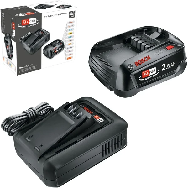 Bosch Heimwerken & Garten Akku Starter-Set 18V 1x 2,5Ah + Schnellladegerät AL 18V-44 (schwarz, Li-Ionen Akku 2,5Ah, POWER FOR ALL ALLIANCE)