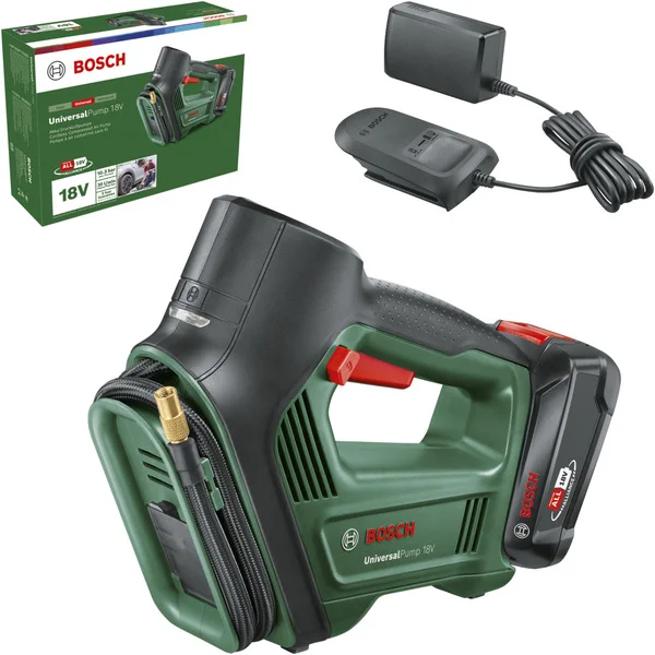Bosch Heimwerken & Garten Akku-Luftpumpe UniversalPump 18V Set (grün/schwarz, Li-Ionen Akku 2,0Ah, POWER FOR ALL ALLIANCE)