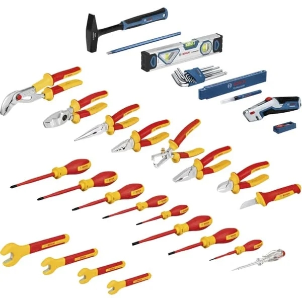 Bosch Professional VDE-Elektrikerkoffer, 37-teilig, Werkzeug-Set (rot/gelb, L-BOXX 136)