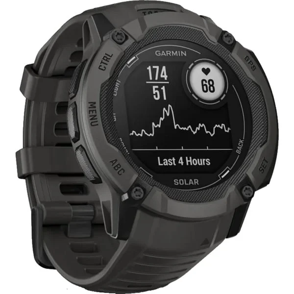 Garmin Instinct 2X Solar, Smartwatch (dunkelgrau, 55 mm, Silikon-Armband)