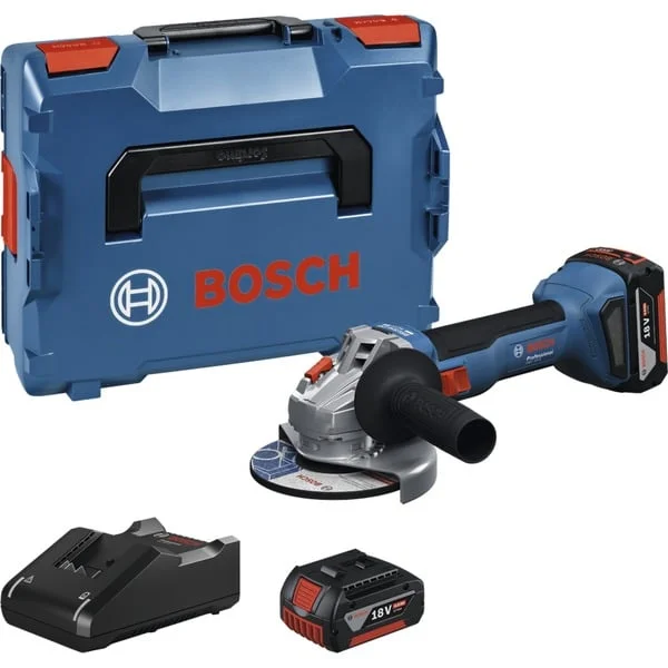 Bosch Professional Akku-Winkelschleifer GWS 18V-8 Professional, 18Volt (blau/schwarz, 2x Li-Ionen Akku 5,0Ah, in L-BOXX)
