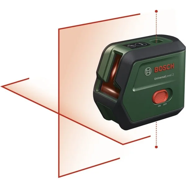 Bosch Heimwerken & Garten Kreuzlinienlaser UniversalLevel 2 UNI Set (grün, rote Laserlinien, Reichweite 12 Meter, mit Stativ)