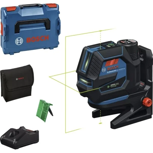 Bosch Professional Akku-Kombilaser GCL 12V-50-22 CG Professional, Kreuzlinienlaser (blau/schwarz, Li-Ionen-Akku 2,0 Ah, grüne Laserlinien und Lotpunkte, inkl. Drehhalterung RM 20, in L-BOXX)