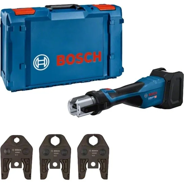Bosch Professional Akku-Presswerkzeug GPT 18V-32 Professional solo, 18Volt, Kit M, Pressmaschine (blau, ohne Akku und Ladegerät, 3 Pressbacken Standard M, in L-BOXX)