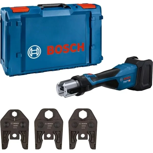 Bosch Professional Akku-Presswerkzeug GPT 18V-32 Professional solo, 18Volt, Kit SV, Pressmaschine (blau, ohne Akku und Ladegerät, 3 Pressbacken Standard SV, in L-BOXX)