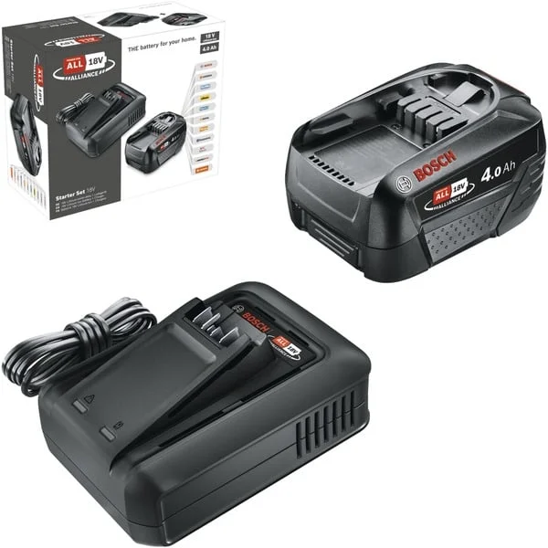 Bosch Heimwerken & Garten Akku Starter-Set 18V 1x 4,0Ah + Schnellladegerät AL 18V-44 (schwarz, Li-Ionen Akku 4,0Ah, POWER FOR ALL ALLIANCE)