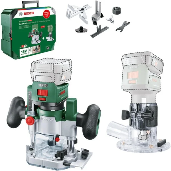 Bosch Heimwerken & Garten Akku-Oberfräse AdvancedTrimRouter 18V-8 Combi Set (grün/schwarz, ohne Akku und Ladegerät, POWER FOR ALL ALLIANCE)