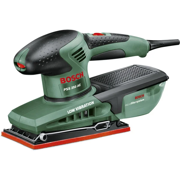 Bosch Heimwerken & Garten Schwingschleifer PSS 250 AE (grün, 250 Watt, Koffer, 25-teiliges Zubehörset)