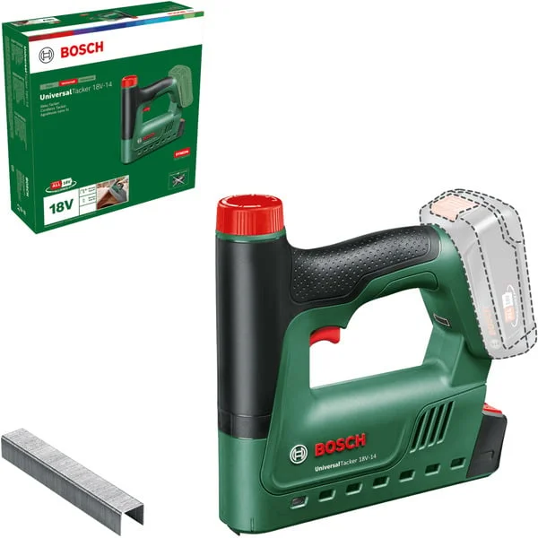 Bosch Heimwerken & Garten UniversalTacker 18V-14, 18Volt, Elektrotacker (grün/schwarz, ohne Akku und Ladegerät, POWER FOR ALL ALLIANCE)