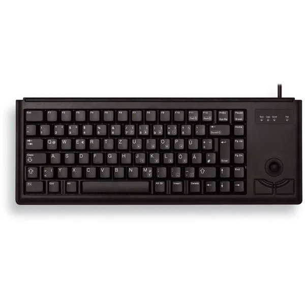 CHERRY Slim Line G84-4400, Tastatur (schwarz, DE-Layout, Cherry Mechanisch, integr. Trackball)