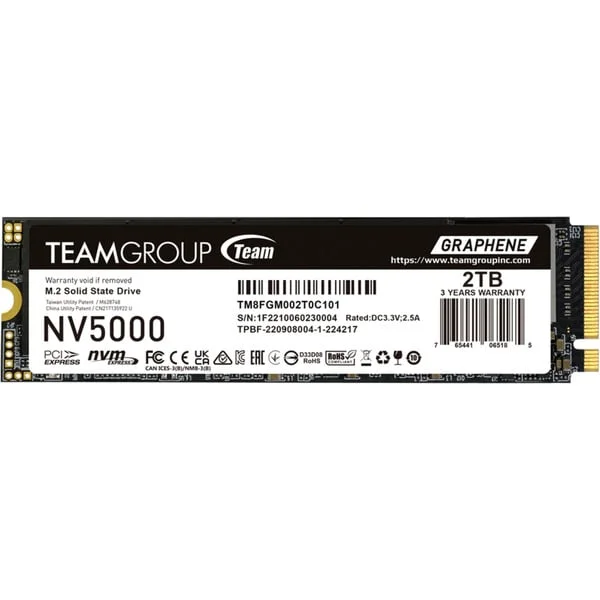Team Group NV5000 2 TB, SSD (PCIe 4.0 x4 NVMe | M.2 2280 | Graphen-Kühlkörper)