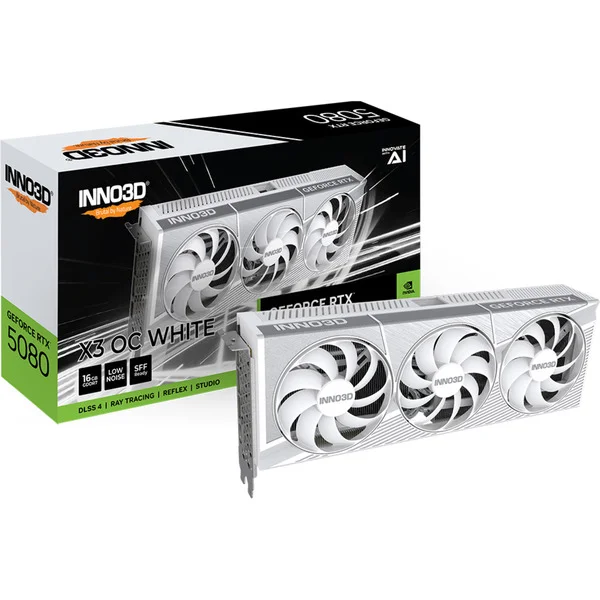 INNO3D GeForce RTX 5080 X3 OC WHITE, Grafikkarte (weiß, DLSS 5, 3x DisplayPort, 1x HDMI 2.1)