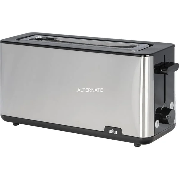 Braun Langschlitz-Toaster PurShine HT 1610 BK (edelstahl/schwarz, 1.030 Watt, für 2 Scheiben Toast)