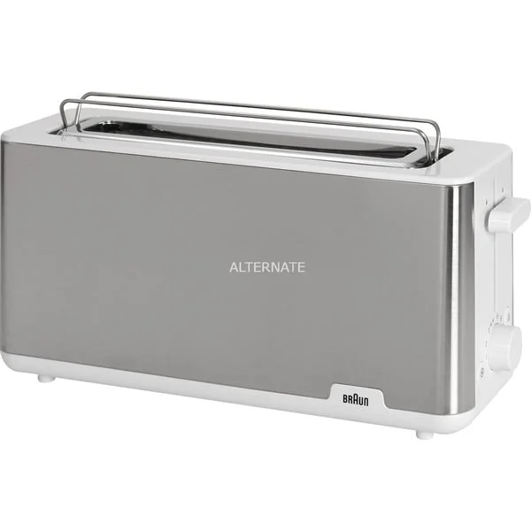Braun Langschlitz-Toaster PurShine HT 1610 WH (edelstahl/weiß, 1.030 Watt, für 2 Scheiben Toast)