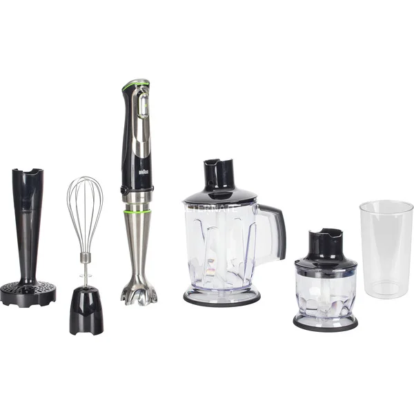 Braun MultiQuick 9 Stabmixer MQ 9147X (edelstahl/schwarz, 1.200 Watt, mit 2 Zerkleinerern, Kartoffelstampfer, Schneebesen)