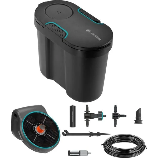 GARDENA Solar-Bewässerung AquaBloom Set, inkl. Wasserbehälter, Bewässerungssteuerung (grau, für bis zu 20 Pflanzen)