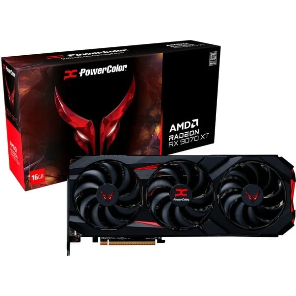 PowerColor Radeon RX 9070 XT Red Devil 16GB OC, Grafikkarte (schwarz, RDNA4, GDDR6, 3x DisplayPort, 1x HDMI 2.1)