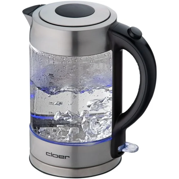 Cloer Glas-Wasserkocher 4429 (edelstahl (gebürstet)/schwarz, 1,7 Liter)