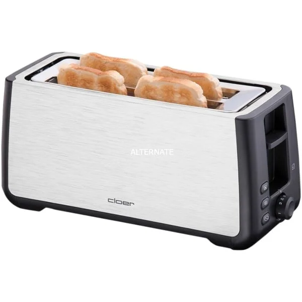 Cloer King-Size-Toaster 3579 (edelstahl/schwarz, 1.800 Watt, für 4 XXL-Toastscheiben)