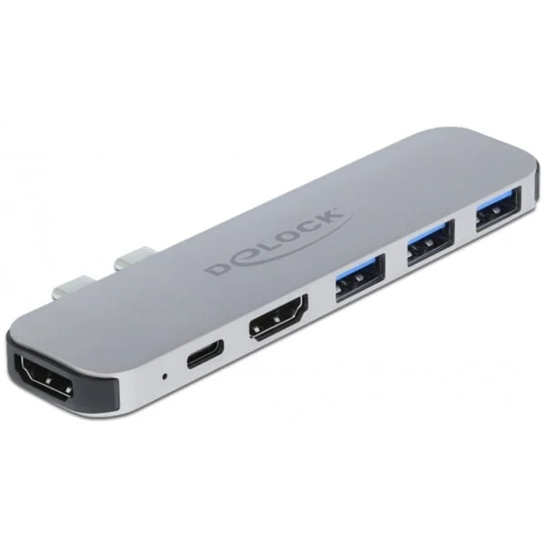 DeLOCK Dockingstation für MacBook (grau, Dual HDMI, Power Delivery)