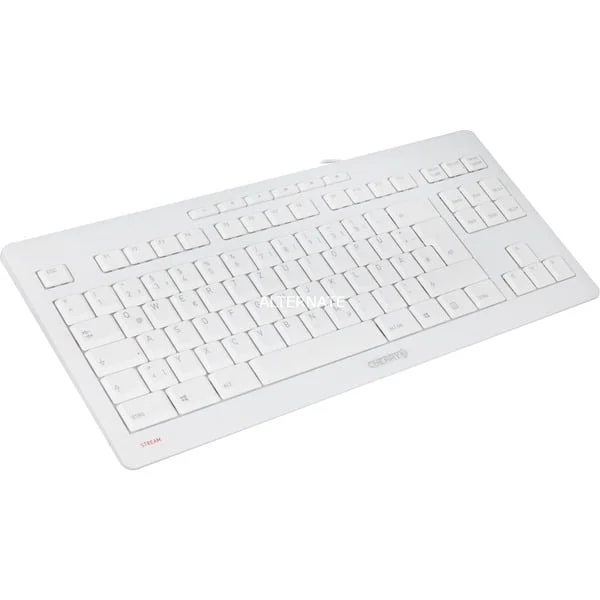 CHERRY STREAM KEYBOARD TKL, Tastatur (weiß/grau, DE-Layout, Cherry SX-Scherentechnologie)