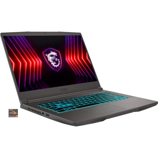 MSI Thin A15 B7VF-410, Gaming-Notebook (grau, AMD Ryzen 7 7735HS, NVIDIA GeForce RTX 4060, 16 GB DDR5, 512 GB (512 GB SSD), Windows 11 Home)